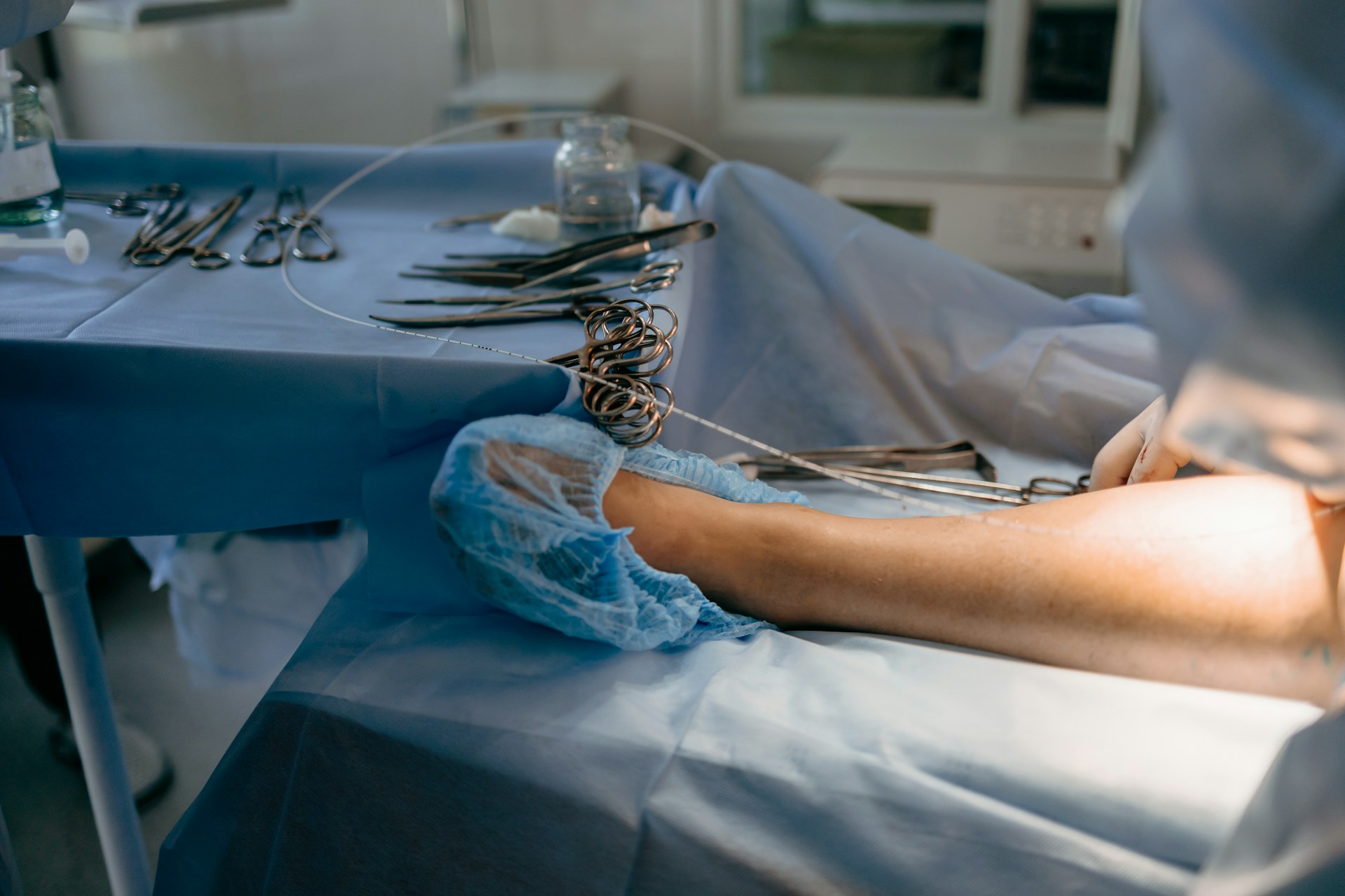 a foot undergoing surgery